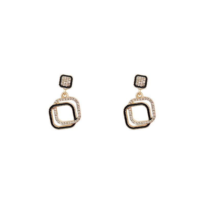 Anting Tusuk Gantung Bahan Sterling silver 925 Desain Geometri Hias Berlian Berkilau Untuk Wanita