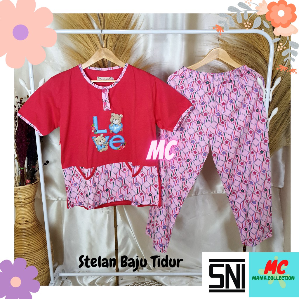 Baju Tidur CP Jumbo Daililan Premium Pink Wanita Baju Tidur Bahan 100% Kaos Super Tebal Adem