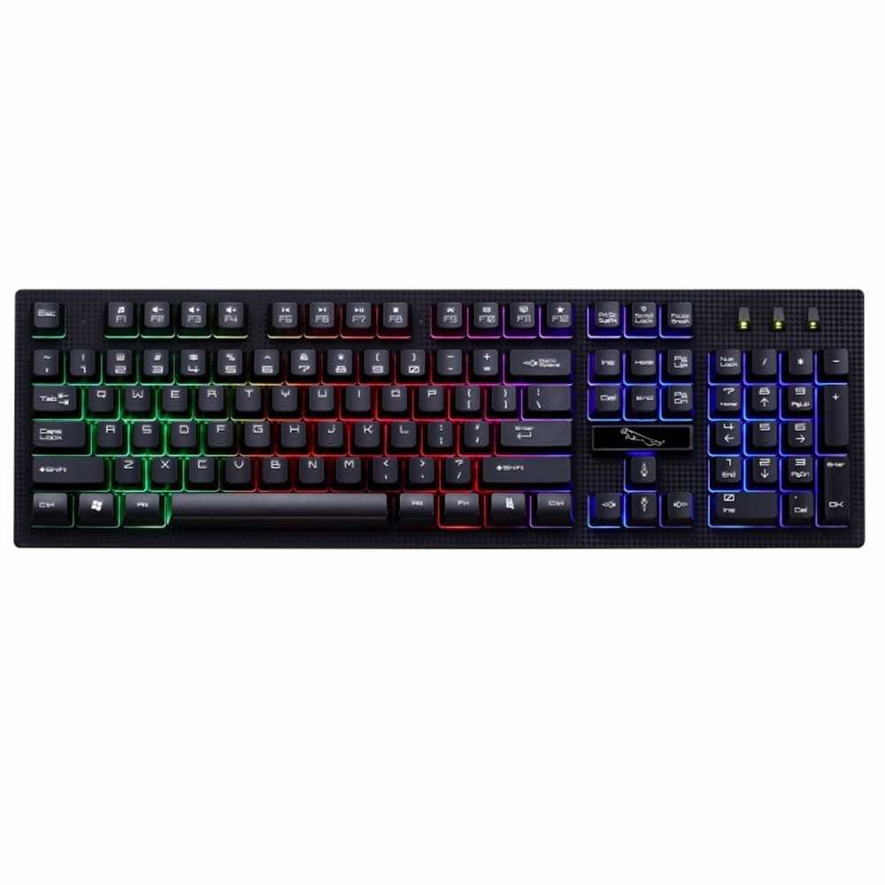 Keyboard Gaming LED RGB Leopard USB kabel Di PC Laptop Komputer