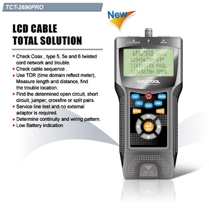 GOLDTOOL TCT-2690 Lan Tester Pro, Digital High Quality Tool