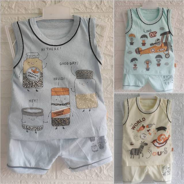 ENRICA SNI Baju setelan singlet katun anak bayi S M L / 0 1 2 3 tahun