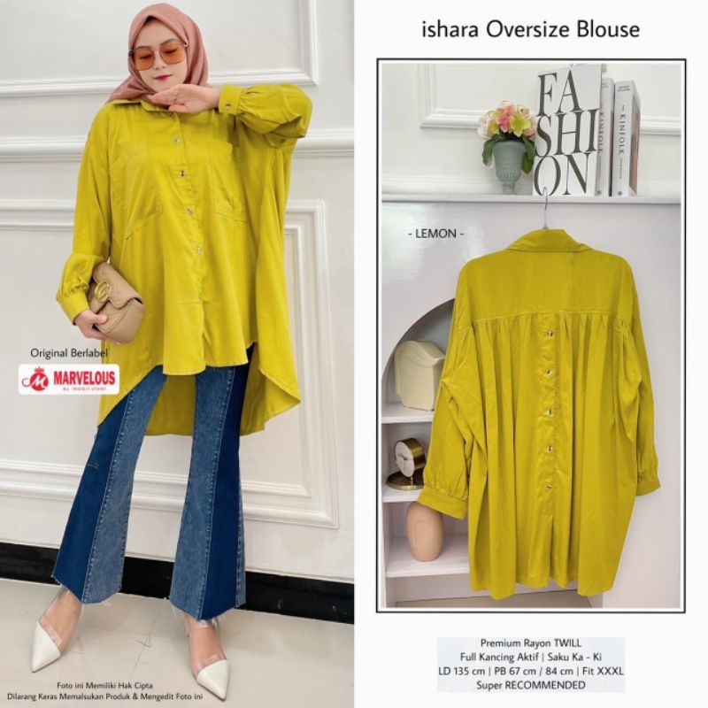 ISHARA OVERSIZE BY MARVELOUS / BLOUSE WANITA MUSLIMAH / Blouse rayon LD135