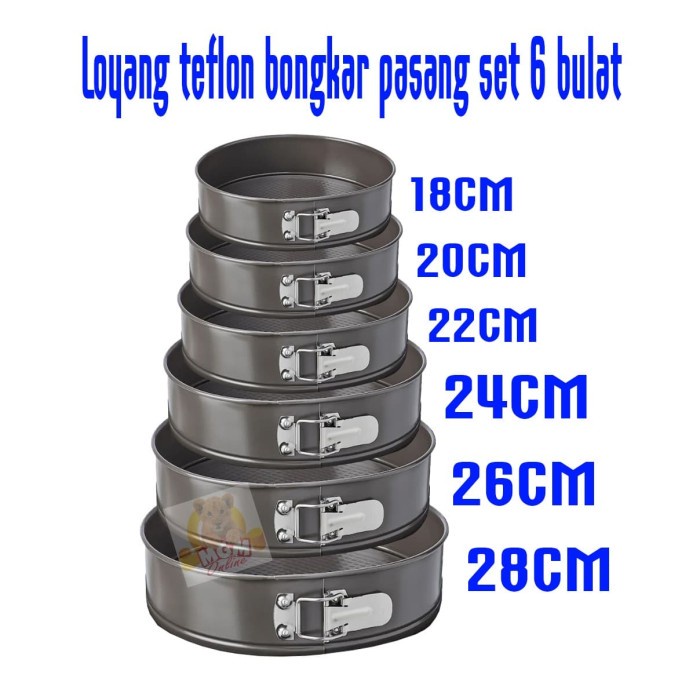 Set6 Loyang teflon bongkar pasang Bulat loyang kue cetakan set6 - 2703