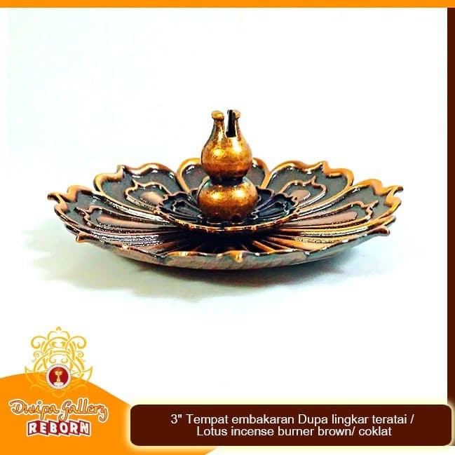 3&quot; Tempat pembakaran Dupa lingkar teratai / Lotus incense burner Brown