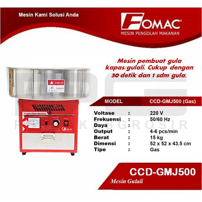 Gas Candy Floss Machine CCD-GMJ500 FOMAC Mesin Gulali Pembuat Kapas
