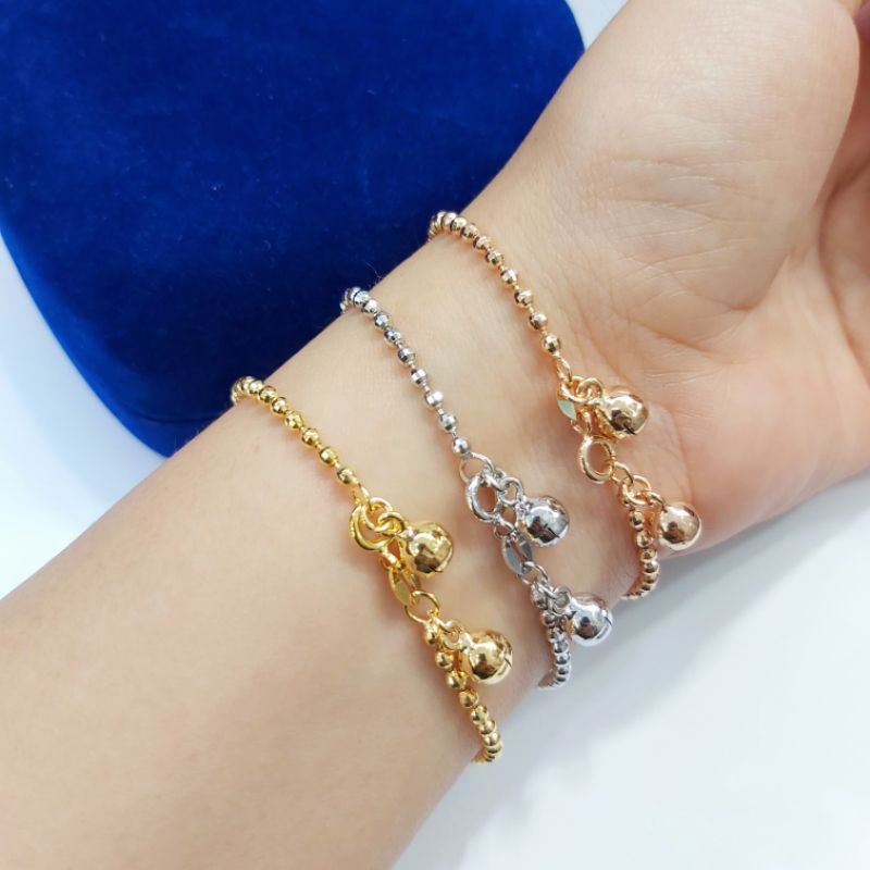 Gelang Perak Asli Silver 925 Lapis Emas Putih Model Emas Biji Lada  - Perhiasan Perak Wanita