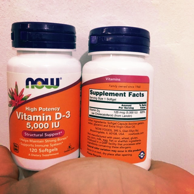 Jual NOW FOODS VITAMIN D3 5000 IU 120 Softgels VITAMIN D-3 5,000 IU 5000IU  Original USA - Shopee Indonesia