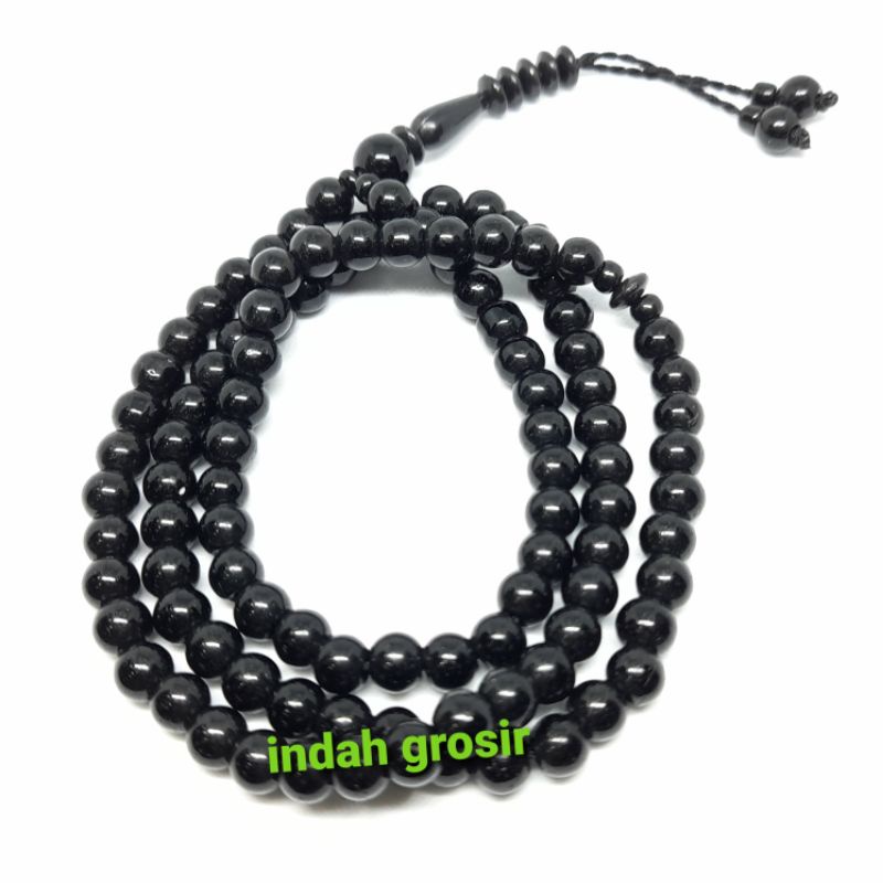 TASBIH NATURAL BATU BLACK ONYX 99 BUTIR 6MM ORIGINAL OLEH OLEH HAJI DAN UMROH