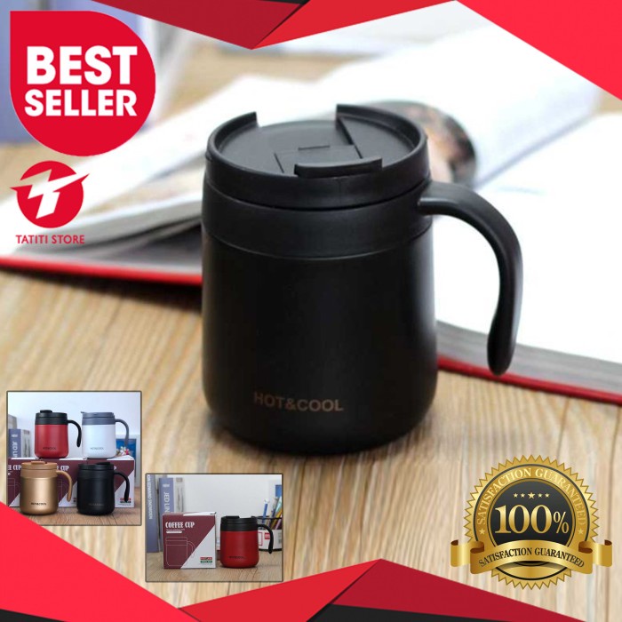 Botol Minum Termos Kopi Cangkir Kopi Teh Susu Air Panas Mug Tumblr Kopi Mini 350ml - Hitam(I8V3) Bot