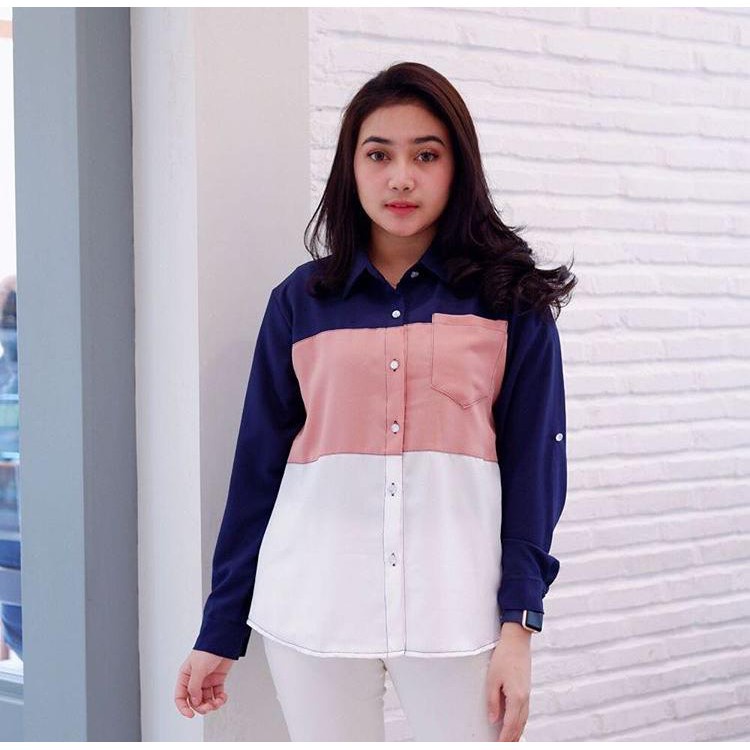 1KG MUAT 6PCS | OWLY BLOUSE KOREA KANCING BUSUI FASHION WANITA MUSLIMAH-CANDY TONE DUSTY