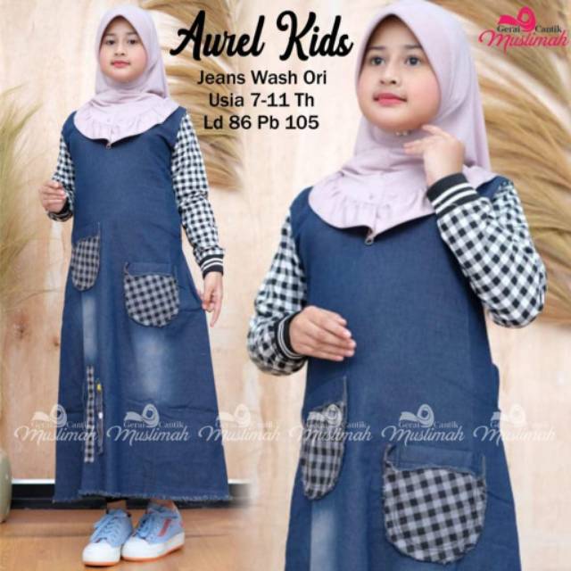 Gamis jeans anak tanggung ±10th //JF853