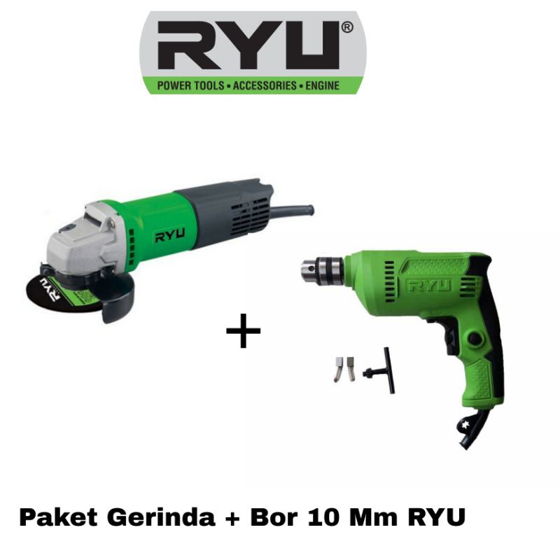 RYU Paket Gerinda Tangan RSG 100-3 Dan Bor 10mm RDR 10-3 RE