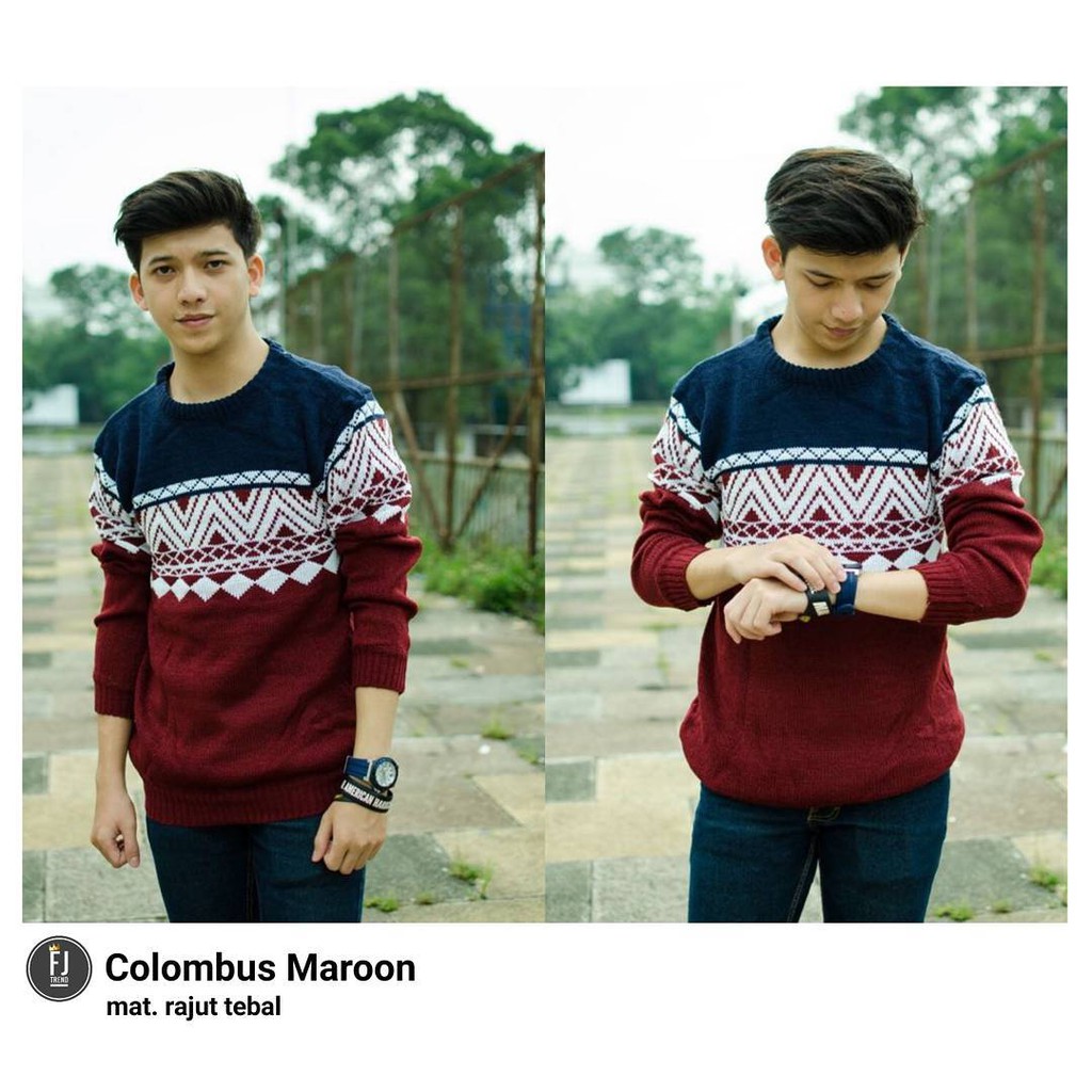 SWEATER PRIA/ SWEATER RAJUT COLOMBUS MARUN