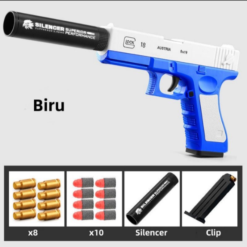 pistol mainan pistol glock18 peluru busah