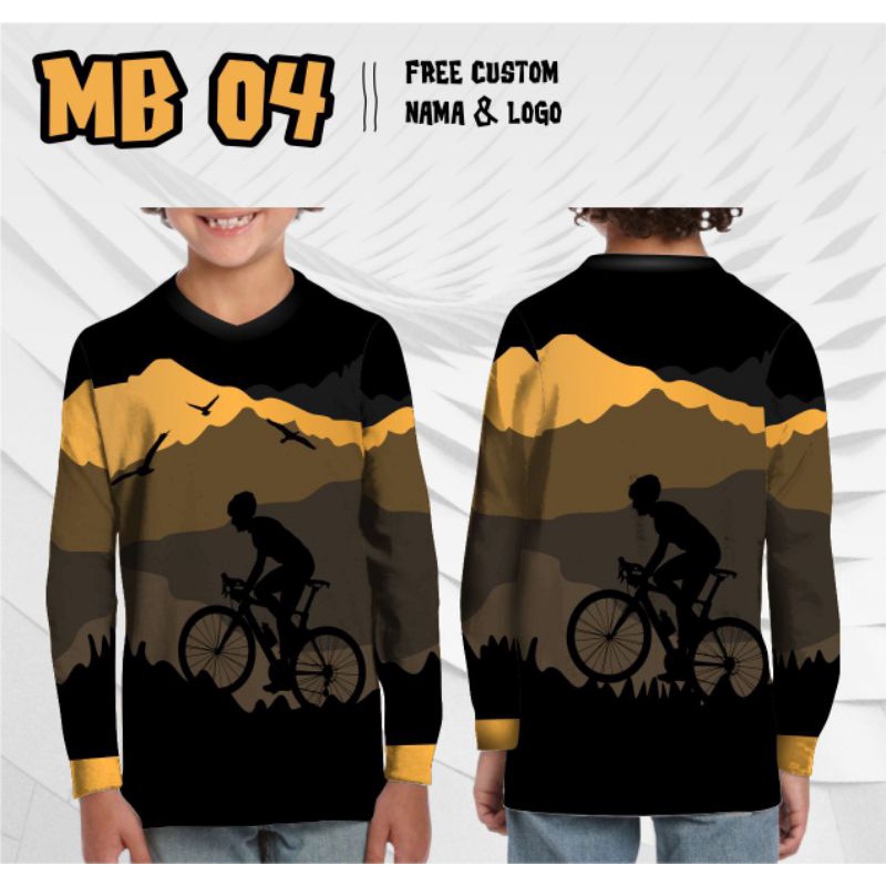 Jersey sepeda mtb anak lengan panjang baju kaos sepeda gunung mountain bike