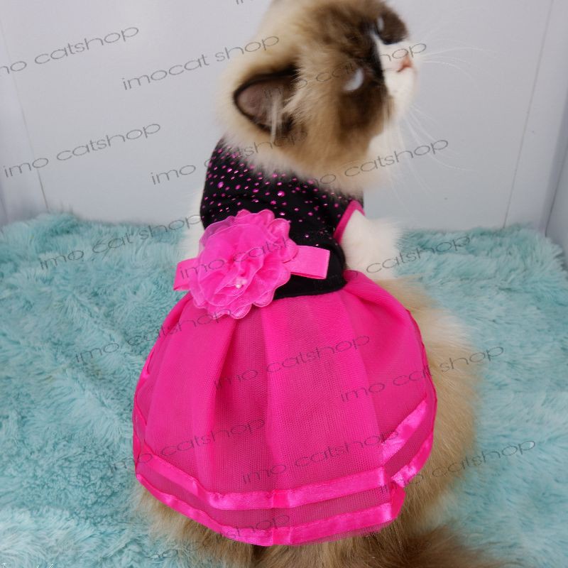 Baju dres tutu mawar kucing anjing ras kecil