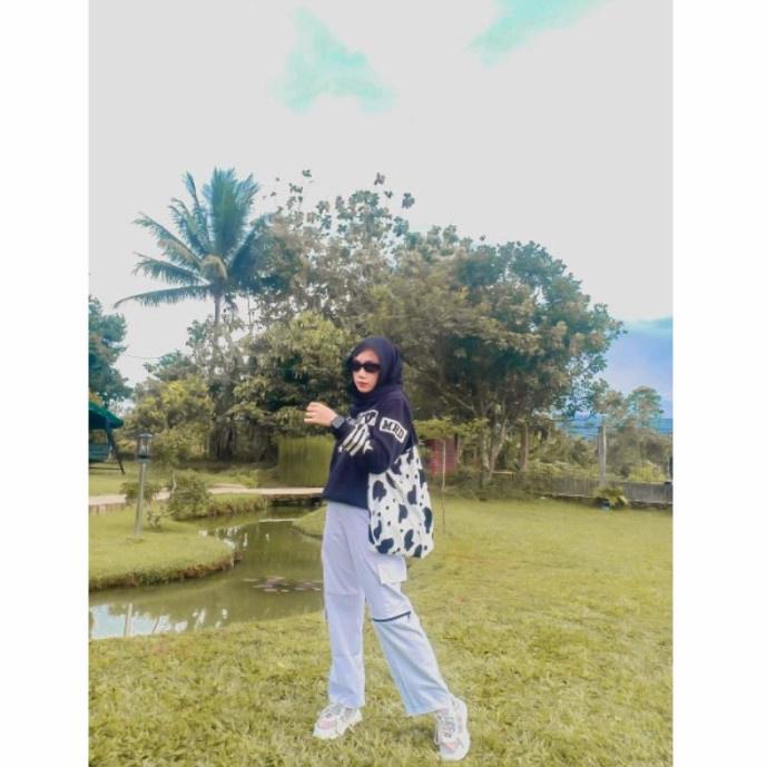 ☋jh Big Sale Totebag tas animal print bludru motif sapi / cow wanita 71 ✥