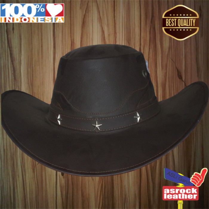 Topi Koboy Kulit Asli Garut /Topi Pria Coboy Kulit Keren Premium Quality Termurah