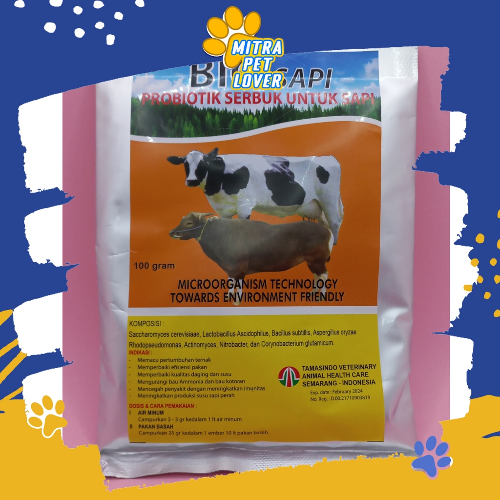 PROBIOTIK UNTUK TERNAK SAPI - BIO SAPI 100 GR - PACU PERTUMBUHAN &amp; PRODUKSI SUSU PERAH &amp; IMUN &amp; EFISIENSI PAKAN - BIOSAPI SERBUK - MURAH GARANSI KUALITAS ASLI ORIGINAL - ANIMAL VETERINARY TAMASINDO OBAT KESEHATAN &amp; VITAMIN HEWAN PELIHARAAN MITRAPETLOVER