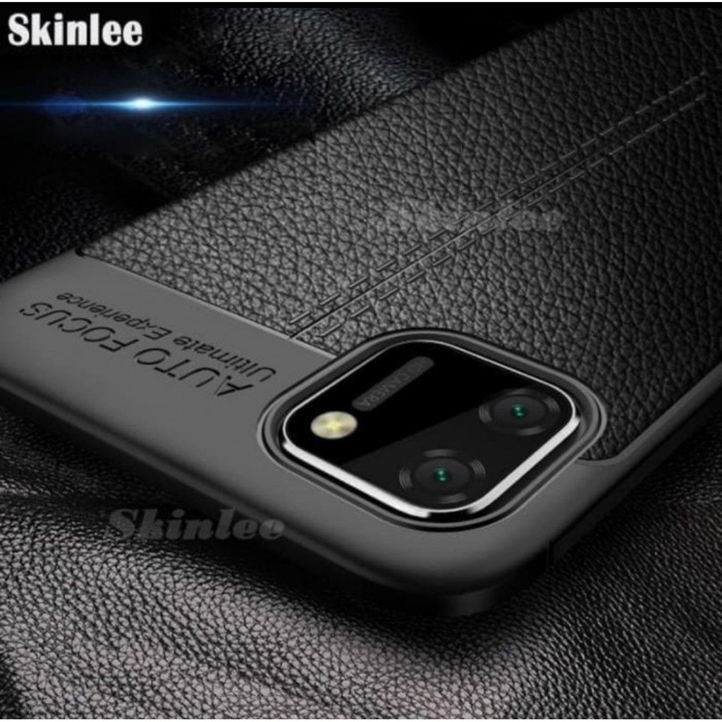 auto focus leather kulit texture REALME C11 c15 case cover casing