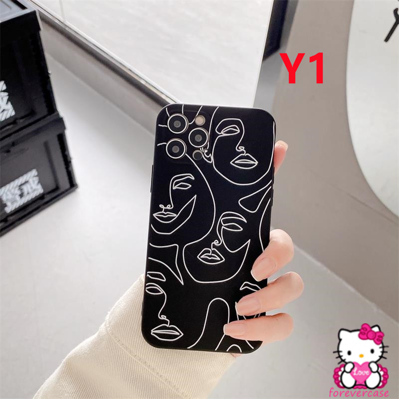 Art Line Face Simple Case Samsung A32 A52 A72 A12 M12 A03S A52S A51 A71 A11 M11 A50 A50S A30S A20S A21S A31 A10S Fashion Soft Tpu Protector Phone Case