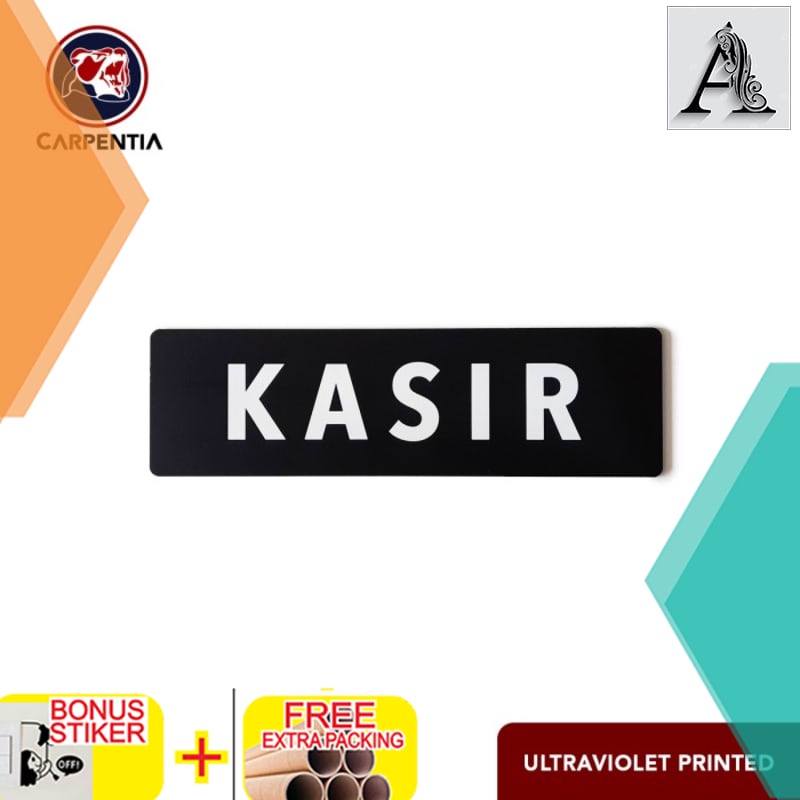 

Terlaris Acrylic Sign KASIR / Papan Label Akrilik 24x7 cm/ A - Hitam Matte/Doff