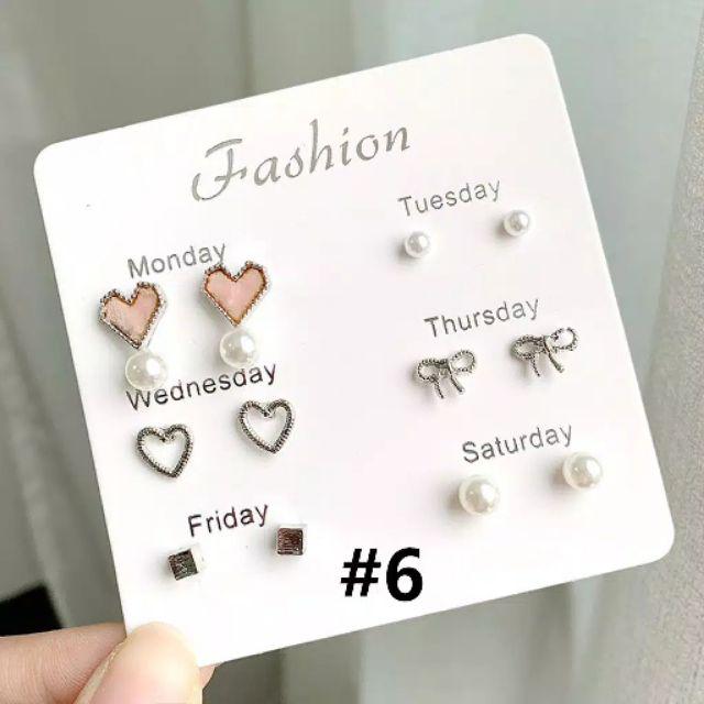 A-07 1 set 6pcs Anting Wanita / Aksesoris Anting Wanita Korea-6