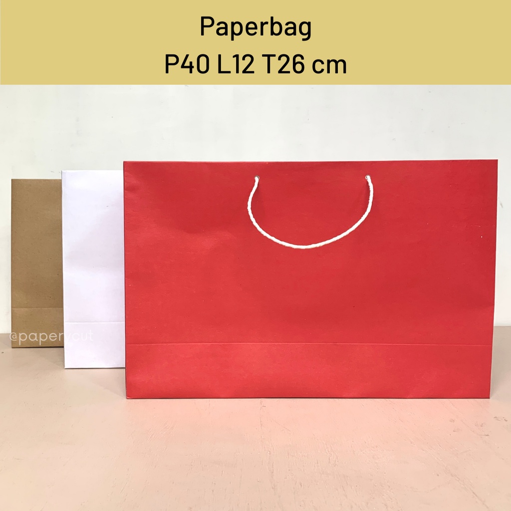 

Paperbag Tas Kertas Kraft Warna Polos Goodie Bag 40 x 12 x 26 cm