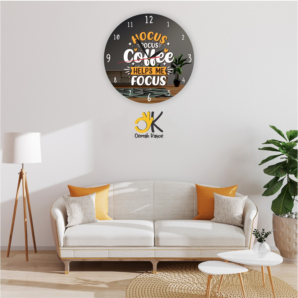 JAM DINDING UNIK COFFEE SHOP WALL CLOCK CAFE KOPI KAYU QUOTES VINTAGE AESTHETIC