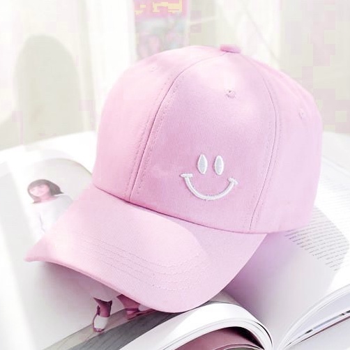 Topi Baseball Bordir Gaya Korea Pria Wanita Model Smile Senyum