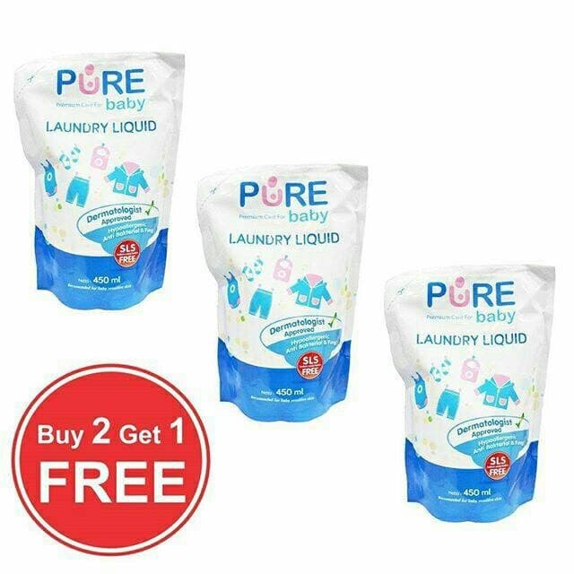 PURE BABY LAUNDRY LIQUID REFILL 450ML COMBO BUY 2 GET 1 FREE