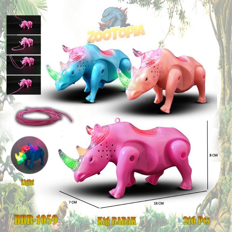 PROMO BBR1059 Badak Hewan Binatang Baterai Mainan Anak Bayi Edukatif Hobi Koleksi Safari ZOOTOPIA