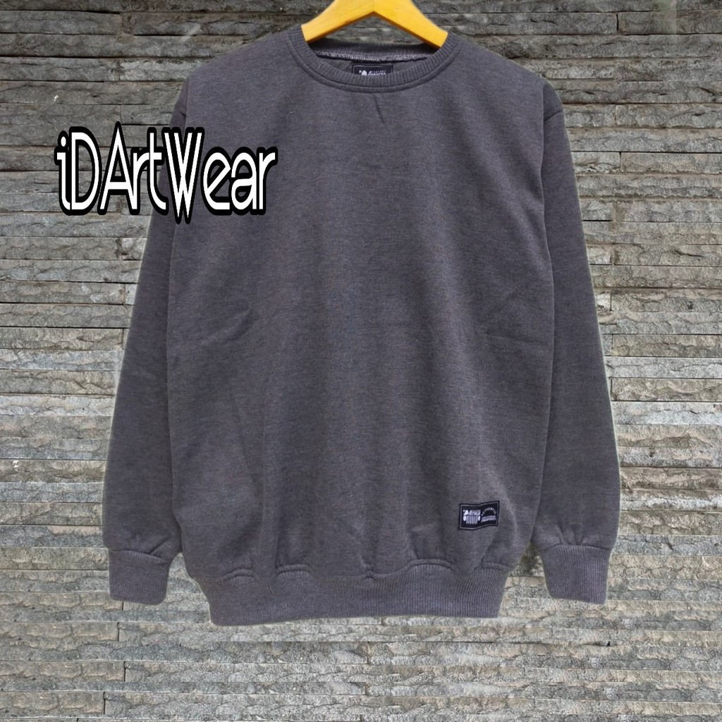 Sweater Crewneck Sweatshirt Polos SIZE M - XXL Cowok Cewek / Pria Wanita Terlaris-CREWNECK ABU TUA
