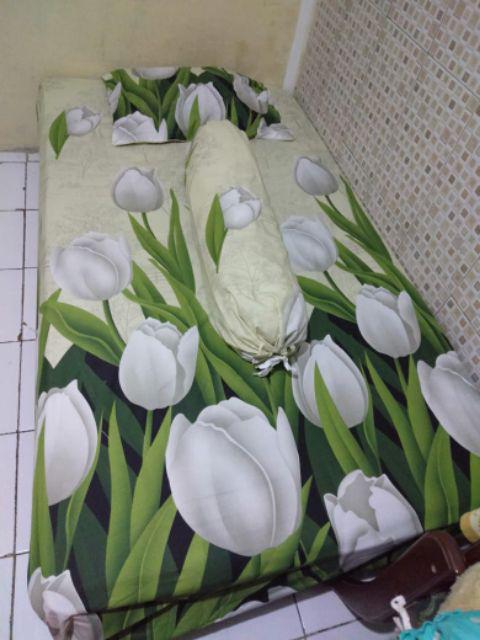 Provensprei -sprei Katun Esra Motif Tulip Hijau