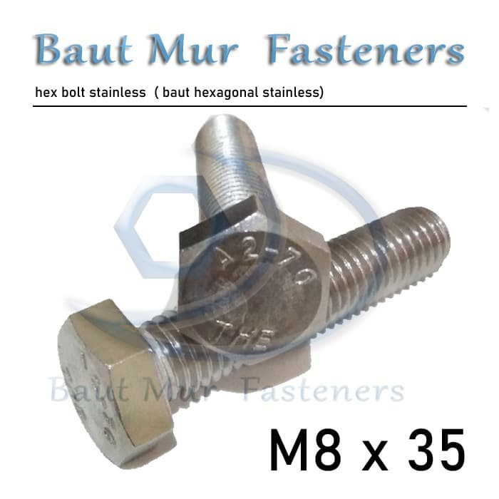 Baut Mur Stainless M8 x 35 sus 304 ss 304 THE A2-70