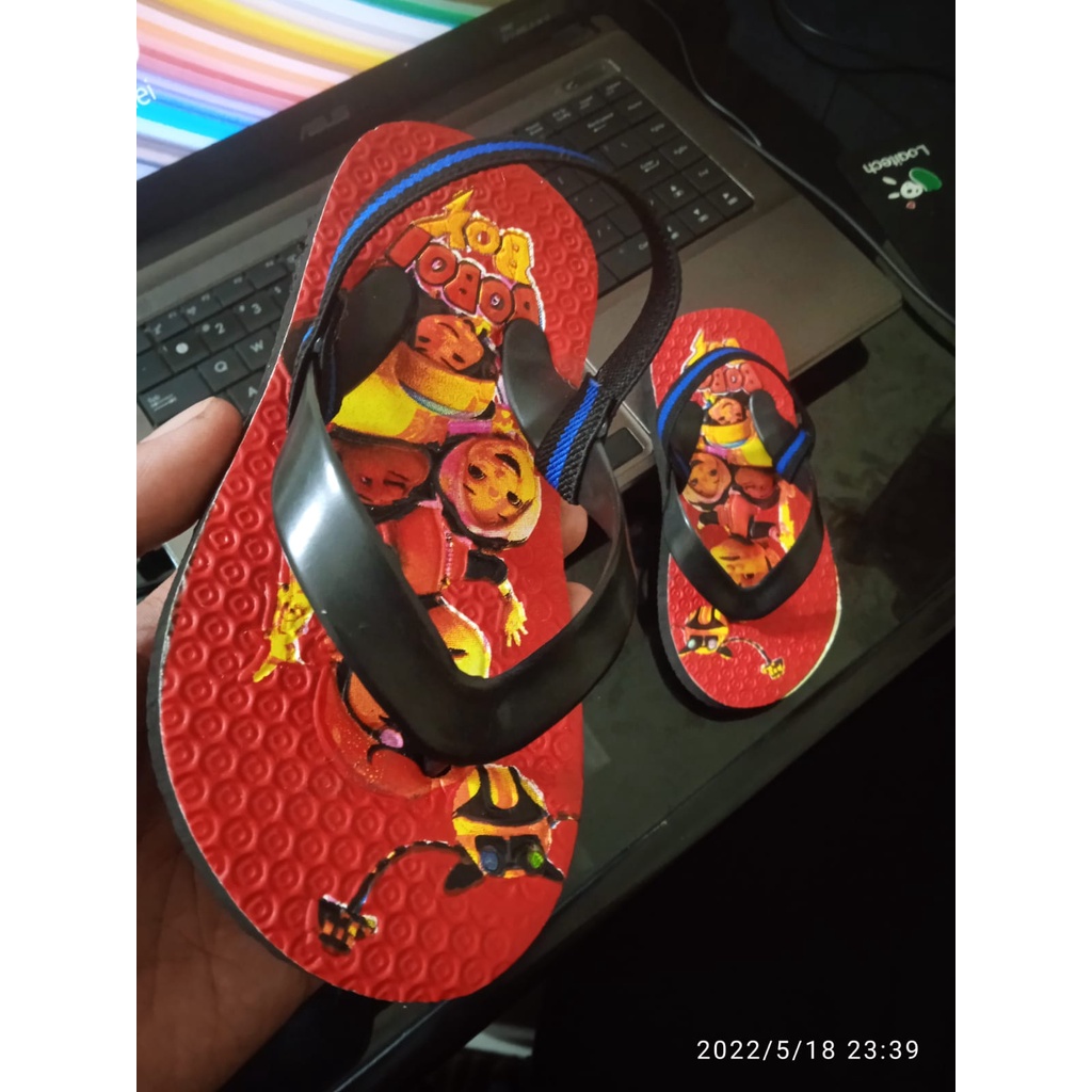 sepatu sandal beby jepit kids laki laki  / perempuan usia 1-3 tahun motif boboi galaxy