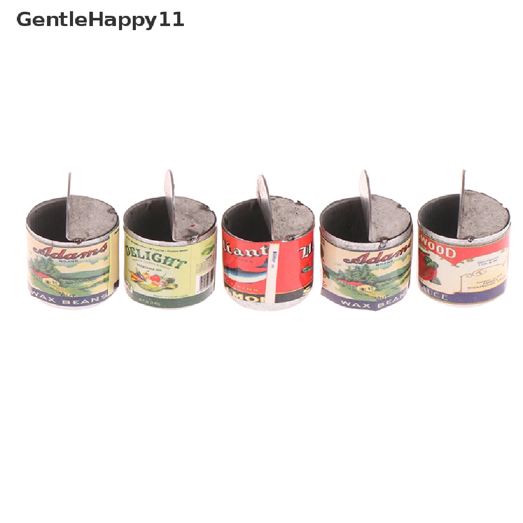 Gentlehappy 5Pcs / Set Mainan Miniatur Toples Selai / Buah Skala 1: 12 Untuk Aksesoris Rumah Boneka