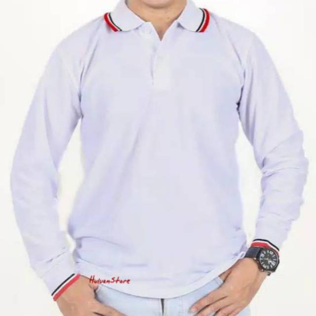 Huluan Store Kaos Polo Kaos Berkerah Lengan Panjang Grosir Gratis Ongkir Putih Shopee Indonesia