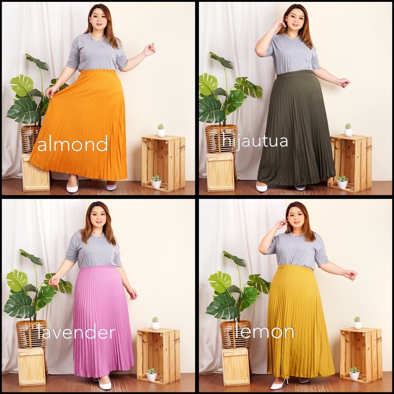 ROK PLISKET JUMBO XXL PAYUNG PLEATED SKIRT MURAH MUSLIM IBU ACARA POLOS ROK PANJANG PAYUNG MAYUNG