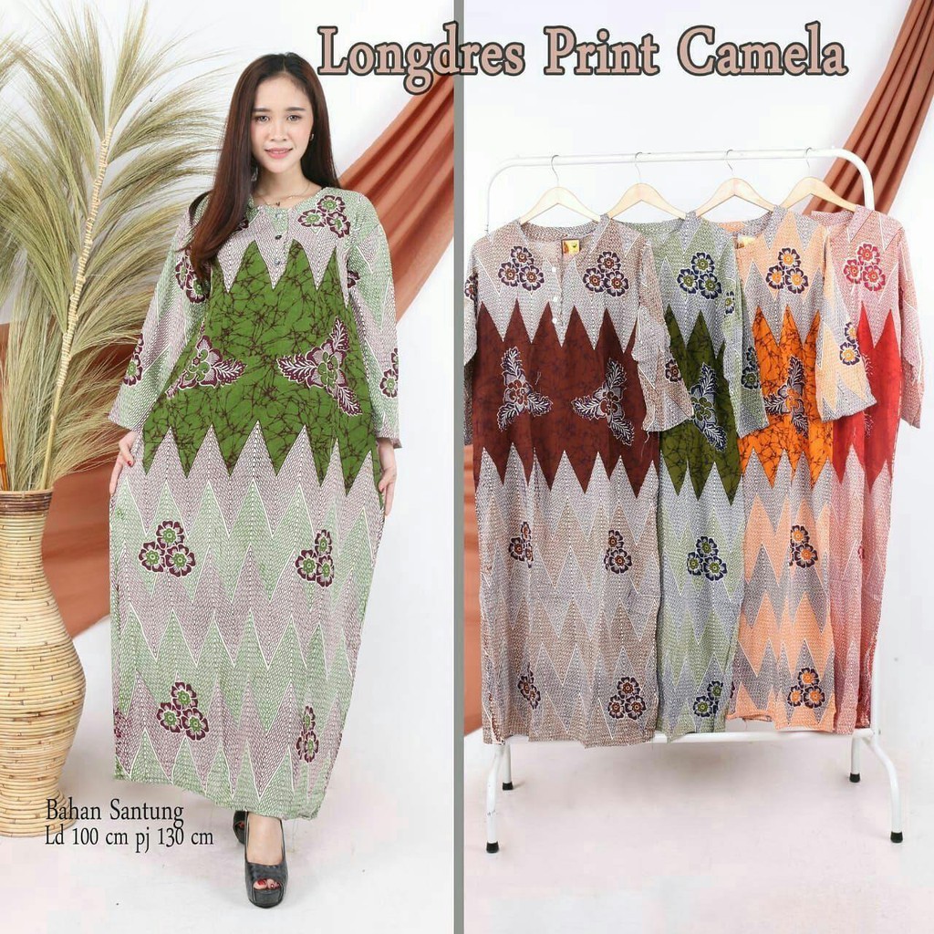 Long dress CAMELA kancing depan busui MENYUSUI bumil