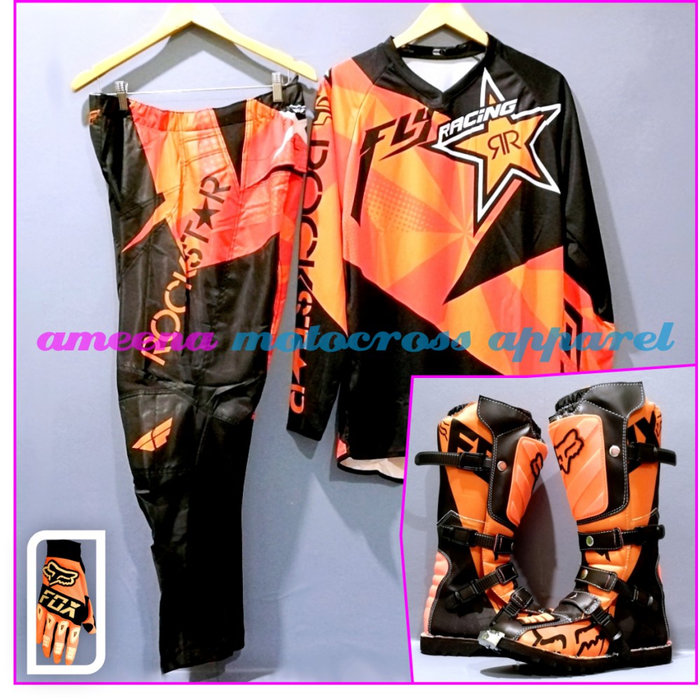 Jerseyset Cross, Sepatu Trail &amp; Sarung Tangan Motocross Fullset - JSG016A