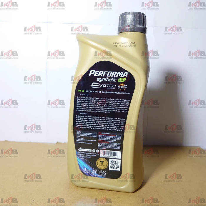 PTT EVOTECH Lubricants Performa Synthetic ECO 0W20 API SP 1 Liter