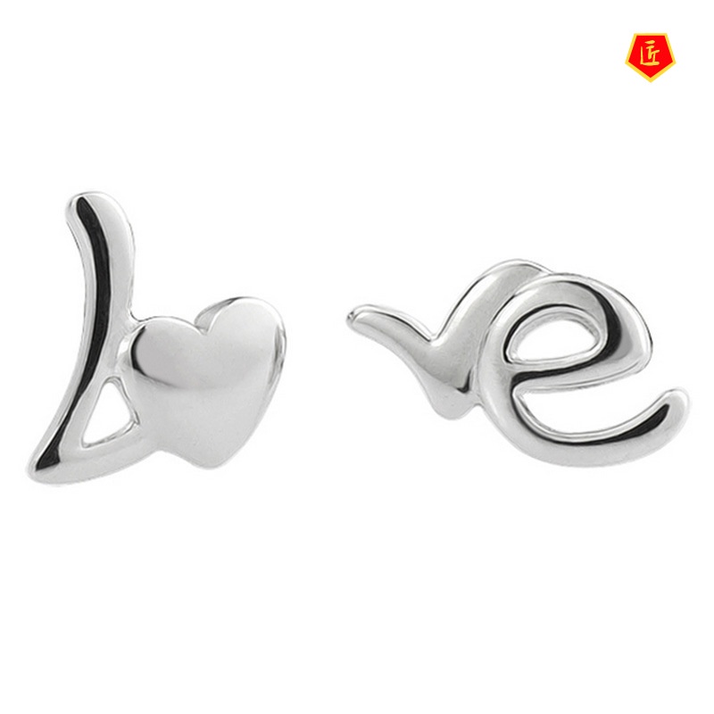 [Ready Stock]Fashion Silver Love Ear Studs