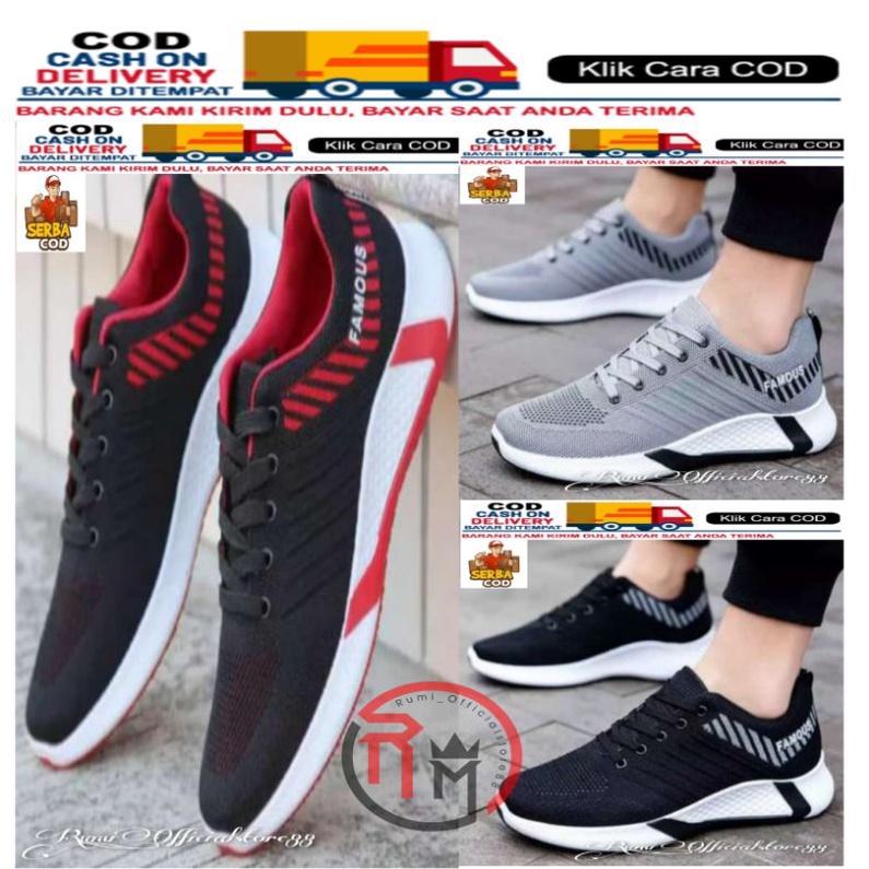 Sepatu pria fashion sneakers tali kekinian bisa Cod Famous style