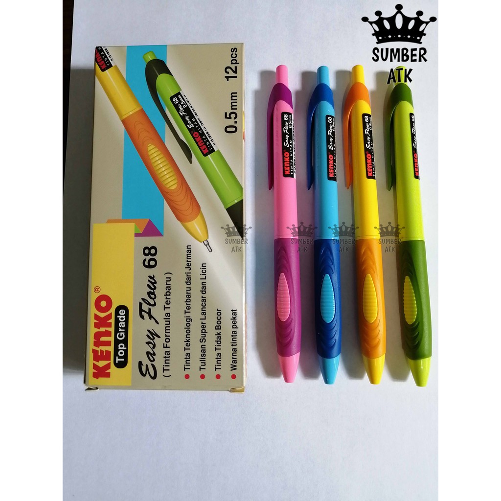 

Pulpen / Pena Kenko Easy Flow 68 Black/ Ballpoint Hitam Original Kenko - 1 pcs