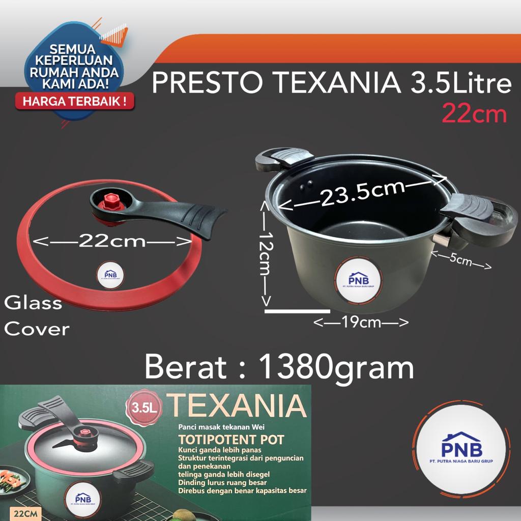Panci Presto Texania Teflon Pressure Cooker Pot Totipotent 3,5 Liter
