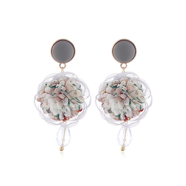 LRC Anting Tusuk Fashion Flower Stud Earrings With Crystal Alloy A60559