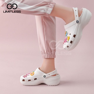 Sendal Wanita Selop Wedges Sandal Fuji Viral Karakter Jibbitz  Lucu Kekinian Eva Rubber Ringan Anti Slip Sendal Kesehatan Cewek Fashion Korean Style Sandal Thofu