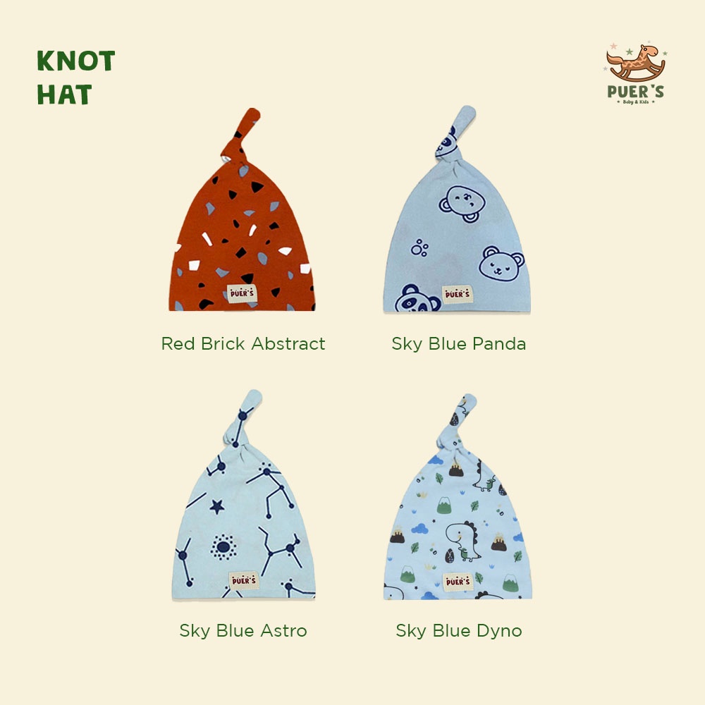 KNOT HAT NEWBORN (TOPI BAYI) PUER’S MOTIF (CODE AWALAN HURUF R-S)