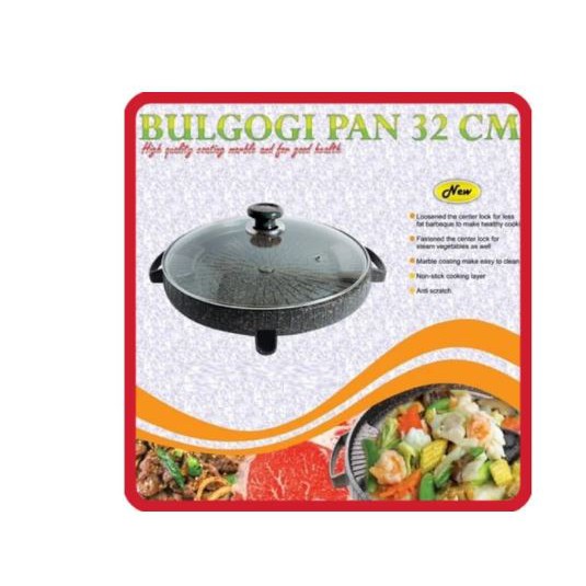 Bulgogi Pan ALL NEW 32cm Grill Marble Panggangan BBQ + Tutup Kaca / Bulgogi Pan 32cm